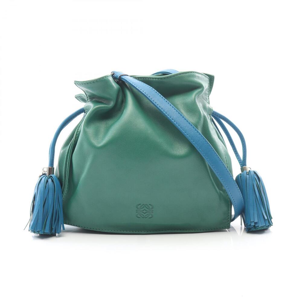Loewe Flamenco Tassel Shoulder Bag Leather Green Blue